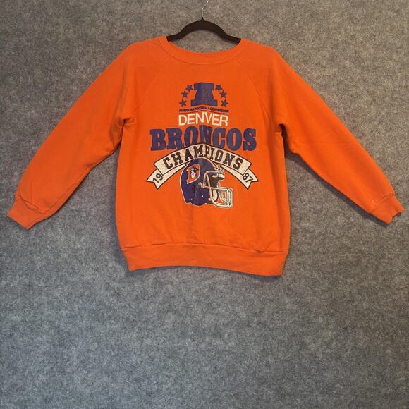 Champions Sweatshirt Mens Size Medium Orange Denver Broncos NFL Football AFC Vtg